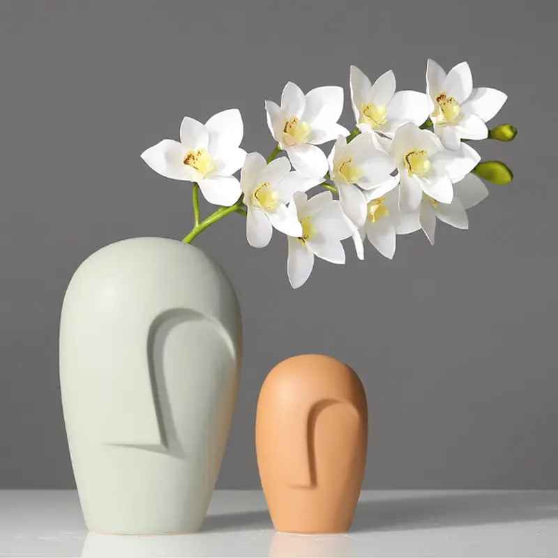 Modern basit İskandinav mat sanat porselen sır yüz seramik vazo Homea dekor dekorasyon çiçek vazo seti