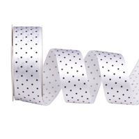 Ruban de luxe en polyester imprimé à pois fins, largeur 2,5 cm, simple face, pour nœuds papillon, emballage cadeau DIY, bouquets de fleurs