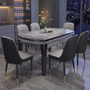 Tisch Mesa ghế bọc da thanh lịch với bàn ăn bằng đá cẩm thạch-Tạo ra một không gian ăn uống ấm cúng - Product Image 6