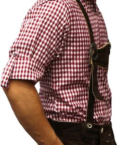 2021 unisexe taille européenne Style bavarois Oktoberfest chemise hommes traditionnel allemand Trachtenmode marron vichy coton grande taille - Product Image 2