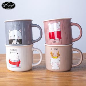 Mug en céramique personnalisé avec chat et chien mignons, cadeau de dessin animé, vente en gros d'animaux de compagnie, mug à thé et à café en émail pour <span class=keywords><strong>enfants</strong></span> - Product Image 1