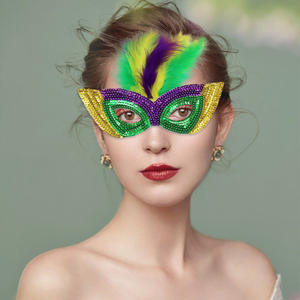 Máscaras de Carnaval Personalizadas com Lantejoulas, Máscara de Palhaço Verde Yoni para Halloween, Máscaras Engraçadas para Festas de Baile Veneziano - Product Image 6