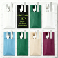 Serviette de table jetable Airlaid avec pochette intégrée, effet lin, pour la mise en place de la table des invités