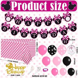 LEMON Pink <strong>Minnie</strong> <strong>Mouse</strong> Balloons Globos Backdrop Tablecloth <strong>Party</strong> Decorations <strong>Supplies</strong> Baby Shower Birthday Girl - Product Image 4