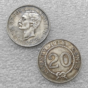 1906,1910,1911,1913,1915,1920(H) Sarawak 20 cents pièces commémoratives de style antique, cadeaux, décoration de la maison - Product Image 5
