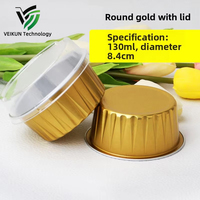 VEIKUN Bol de cuisson jetable en aluminium en forme de cœur 130 ml – Moule esthétique pour desserts et gâteaux – Idéal pour la vente à emporter, les petites entreprises et les fêtes