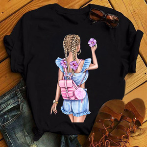 <strong>2025</strong> Summer Hot Sale Fashion Heat Transfer <strong>Label</strong> Comfortable and Energetic Lady <strong>Cheap</strong> Casual Daily Wear T-Shirt - Product Image 2