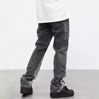 ZY Vintage coton lavé Patchwork hommes Jean logo personnalisé broderie impression évasée Denim pantalon hommes rue blanc Jean pantalon pour hommes