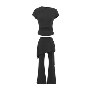 Conjunto de Falda Plisada Ancha y Pantalones Plegados con Top, Diseño Urbano para Mujer, Estilo Transfronterizo - Product Image 3