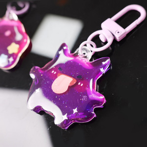 Custom Double-Sided UV Printed Epoxy Acrylic Phone Keychain Glitter Powder Plastic Anime Style Phone Charm <b>Cartoon</b> Metal Pendant - Product Image 2