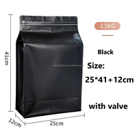 5 LB sacs de café huit pochettes de boîte thermoscellées latérales 2.5 KG sacs de grains de café noir à fond carré avec valve