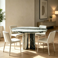 Raffinierter ovaler Esstisch aus zweiteiligem dunkelgrün-schwarzem Marmor, modernes Design, umweltfreundlich, langlebig, 4-Sitzer für gehobene Ansprüche