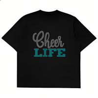 Transfert thermocollant de strass Bling Hot Fix Cheer Design pour T-shirt