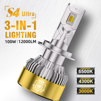 Faro LED Súper Brillante de 100W para Auto, Serie S4 Ultra, 12000LM, Doble Color, 4 Modos, Canbus, Reemplazo de Xenón HID, Sistema de Iluminación Automotriz