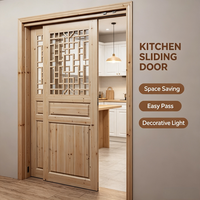 Wholesale Solid Fir Lattice Glass Sliding Door Natural Timber Sliding Door for House