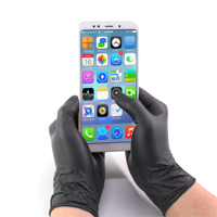 Gants jetables en nitrile noir épaisseur 4/5/6mil anti-utilisation de salle blanche chimique de qualité alimentaire sans poudre sans latex texturé