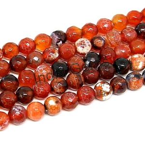 Grade-A Fire Agate Perles de pierres précieuses en vrac Pierre polie naturelle pour la fabrication de bijoux Collier/Bracelet Vente - Product Image 1