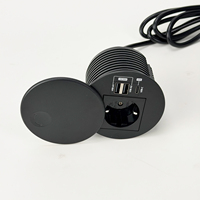 Runde Schreibtisch-Einbausteckdose EU Schuko USB-C USB-A Eingebaute Stromversorgung 80mm für Heim Büro Konferenztisch OEM