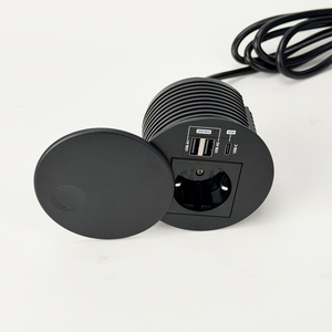 เต้ารับไฟฟ้าแบบฝังโต๊ะทรงกลม EU Schuko USB-C USB-A ขนาด 80 มม. สำหรับบ้าน สำนักงาน โต๊ะประชุม OEM - Product Image 6