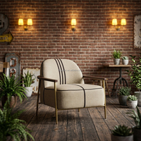 Fauteuil Minimaliste en Velours avec Structure Métallique pour Appartement, Salle à Manger, Salon, Hall d'Hôtel, Bureau, Réception, Salle d'Attente
