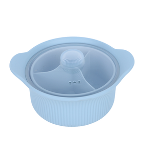 Recipiente para Cocinar al Vapor de Silicona de Grado Alimenticio, Portátil, con 3 Compartimentos, Color Azul Cielo, Personalizado, 600 ml, 1280 ml, para Carne, Apto para Microondas - Product Image 4