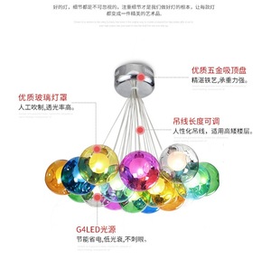 Dropshipping Shopify Colorful Bubble Glass Pendant <b>Light</b> Modern Single Head Hanging Lamp For <b>Dining</b> Living Bedroom Bar - Product Image 3