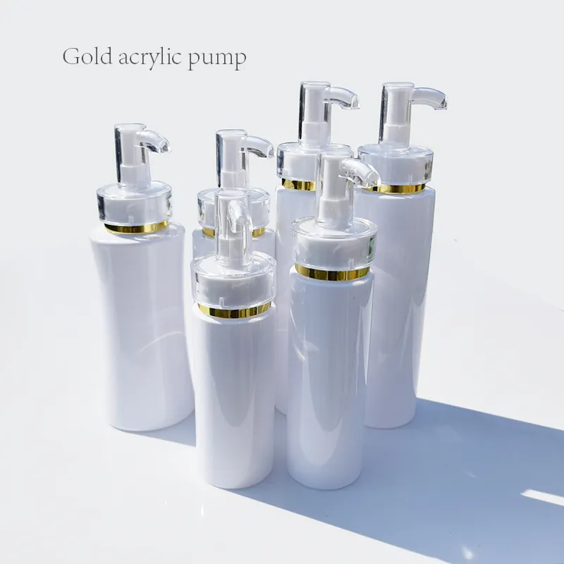100 150 200 200 250 300 500ml White Transparent Plastic Acrylic Pump Head Lotion Bottle Shampoo Body Lotion Separated Empty Bott