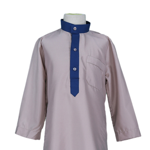 Design a manica lunga in stile modesto in poliestere musulmano prega Thobe per ragazzi-Arabiya Jalabiya per bambini per la <span class=keywords><strong>preghiera</strong></span> e l'uso quotidiano - Product Image 3