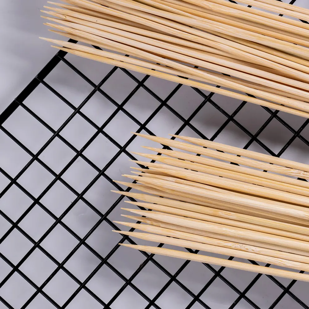 Wegwerp Houten Spies Barbecue Bamboe Stok 15-50Cm Lange Spies Hout Bamboe Bbq Sticks