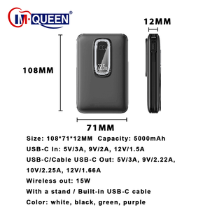 แบตสำรองแม่เหล็กไร้สายขนาดเล็ก 20000mAh ช่องเสียบ Type C รองรับ Pd22.5W สำหรับนาฬิกา หูฟัง พร้อมขาตั้งโลหะพับได้ในตัว มีสายชาร์จในตัว - Product Image 2