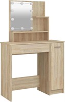 Offre Spéciale moderne chêne couleur coin vanité multifonctionnel maquillage Table commodes miroir pour femmes panneau de bois chambre ensembles stockage