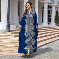 Abaya longue à manches longues pour femmes musulmanes, motif géométrique avec pierres thermocollées, caftan islamique marocain, robe de soirée modeste, design personnalisé disponible