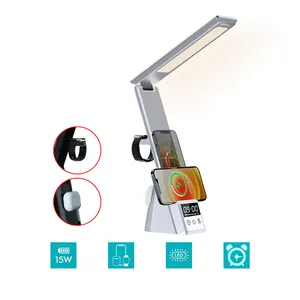 Draadloze Opladen Led Night Dimbare 3 Modi Eye-Vriendelijke Touch Control Lezen Bureaulamp Draadloze Oplader Met Bedlampjes