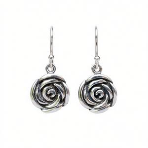 E4558 Orecchini Pendenti a Rosa in Argento Anticato 925, Stile Vintage, Gioielli da Donna per Uso Quotidiano - Product Image 1