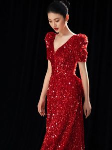 NNR abito da ballo <span class=keywords><strong>rosso</strong></span> con paillettes abiti da ballo da sera formali 18 anni abiti da Quinceanera per la laurea della ragazza - Product Image 2