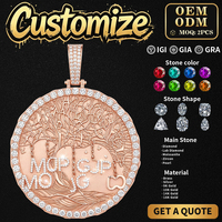 Nouvel Arrivage Collier Pendentif Médaillon Rond Hip Hop de Luxe en Argent Sterling 925 et Moissanite pour Hommes, Style Streetwear, Idéal pour Soirées et Cadeau