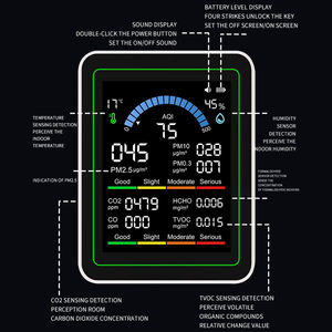 10 in 1 yıl değerinde bilgisayar ithalat hava kalitesi monitörü PM2.5 PM10 CO2 AQI TVOC ölçer - Product Image 5