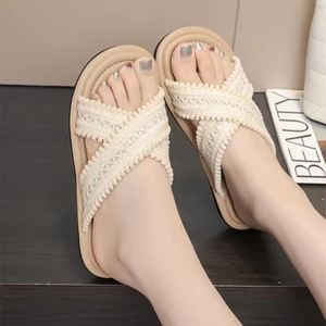 Nuevas Sandalias Planas Casuales de Verano 2026 para Mujer, Diseño Retro Tejido, de Algodón y Lino, con Tiras Cruzadas, Calzado Cómodo - Product Image 2