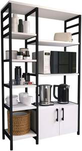 Open-Style Wooden Storage Shelf <strong>Unit</strong> Rustic Bookcase Display Stand Small <strong>Cupboard</strong> Metal Frame for Living Room Office Kitchen - Product Image 4