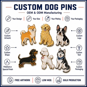 Pins en émail personnalisés pour races de chiens : Shiba Inu, Golden Retriever, Bouledogue français, Teckel, Caniche, Husky – Badges de revers en métal - Product Image 3
