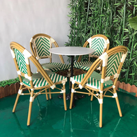 Café d'extérieur Pierre artificielle frittée Table en métal pour jardin Balcon Ensemble table et chaise durables et imperméables