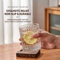 Vente en gros usine – Gobelet en verre pressé transparent vintage de 300 ml, classique et gaufré, pour jus, eau, cocktails, bière et whisky