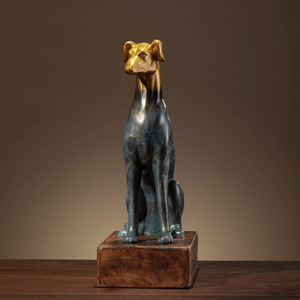 Escultura de Perro Galgo en Cobre y Oro, Adorno Artístico para Sala de Estar - Product Image 4