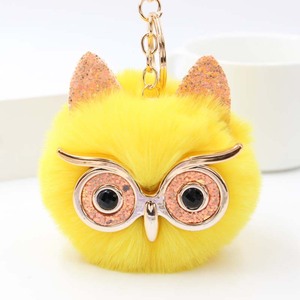 Porte-clés oreilles de hibou à paillettes, accessoire pour femmes, breloque pelucheux, en fausse fourrure d'animaux, boule, <span class=keywords><strong>Pompon</strong></span>, nouvelle collection - Product Image 5