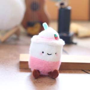 互联网-著名可爱刺绣环保定制设计奶茶杯熊毛绒玩具减压钥匙扣pp棉填充物 - Product Image 3