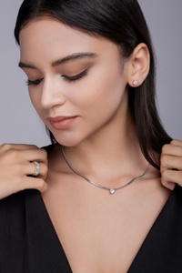 Catena in Argento Stile Cubano di Tendenza <span class=keywords><strong>con</strong></span> Moissanite Brillante <span class=keywords><strong>Solitario</strong></span>, Stile Lussuoso per Regali di Matrimonio e Feste - Product Image 6