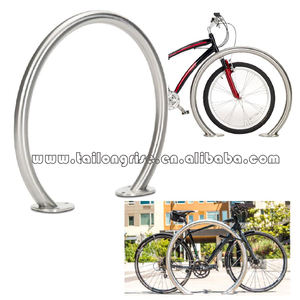 Soporte de bicicleta de acero inoxidable, soporte de estacionamiento de ciclo montado en superficie circular, estante de exhibición de bicicleta tipo U, estante de acero SS - Product Image 5