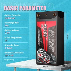 แบตเตอรี่ลิเธียม GOLDBAT คุณภาพสูง แบบชาร์จได้ 4600mAh 50C 7.4V 2S  แบบกล่องแข็ง สำหรับรถบังคับวิทยุ ของเล่น แบตเตอรี่แพ็ค - Product Image 2
