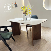 Ensemble de table et chaises de salle à manger ovales modernes en ardoise, style nordique, bois massif, luxe pour hôtel, restaurant
