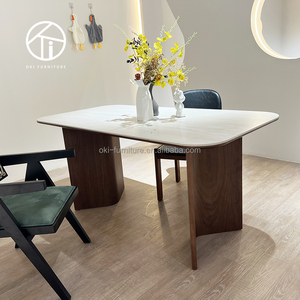 Ensemble de salle à manger ovale en ardoise de luxe moderne, table et chaises en bois massif nordique personnalisées, best-seller, mobilier d'hôtel - Product Image 6
